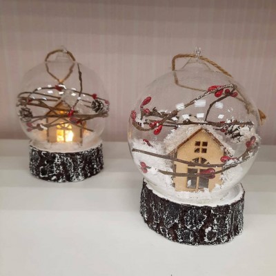 Шар новогодний светящийся эко стиль